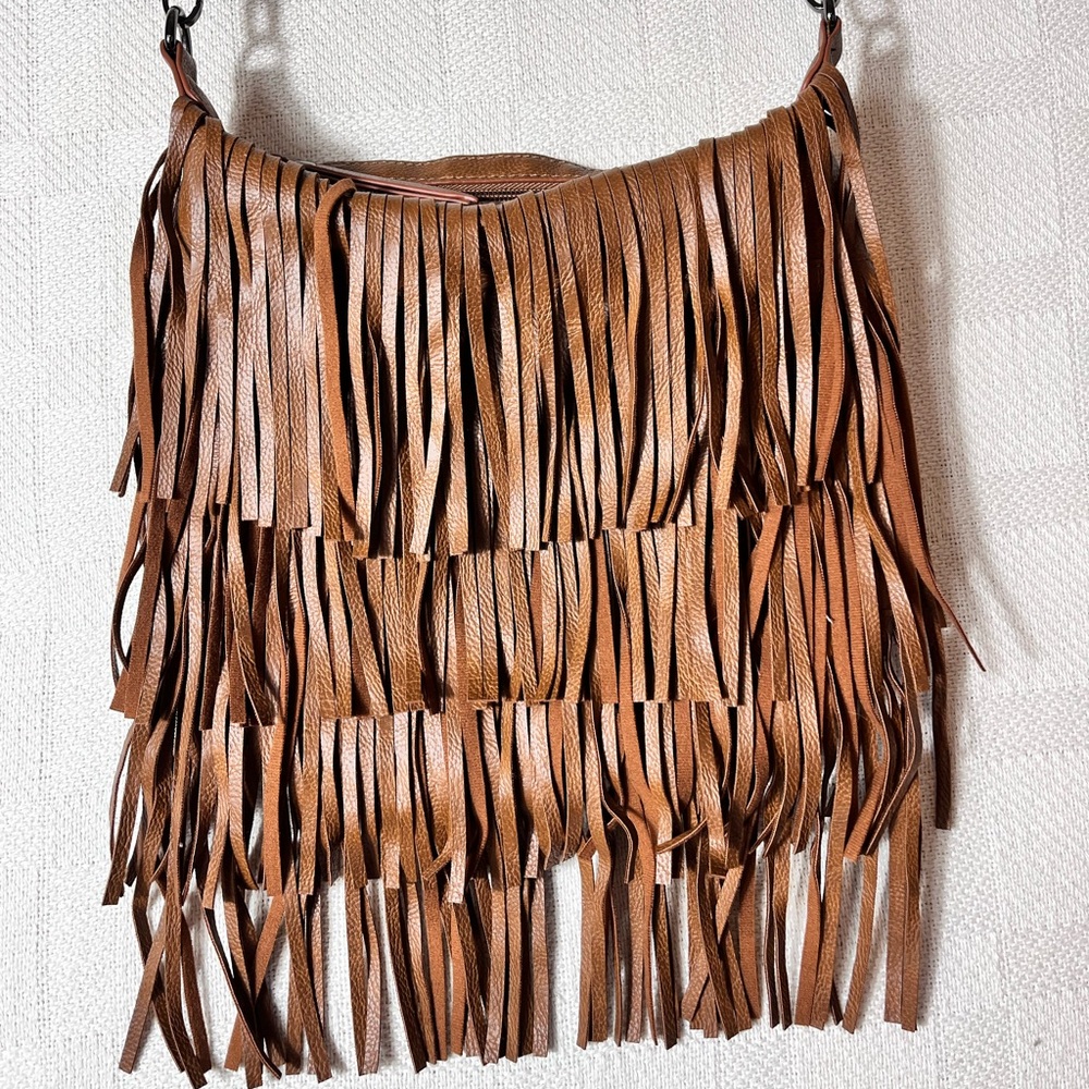 70’s Style Madden Girl Brown Fringe Shoulder Bag with fringe